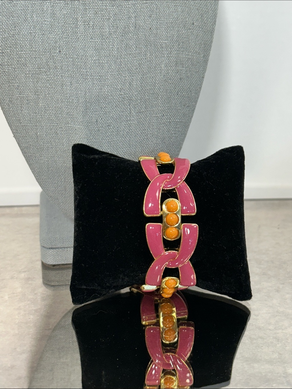 Banana Republic Pink and Orange Enamel Link Bracelet